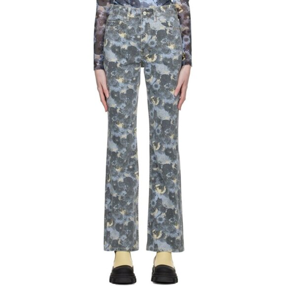 Ganni Blue Betzy Floral Print Bootcut Jeans, Size 27, New! $255 - Picture 1 of 10